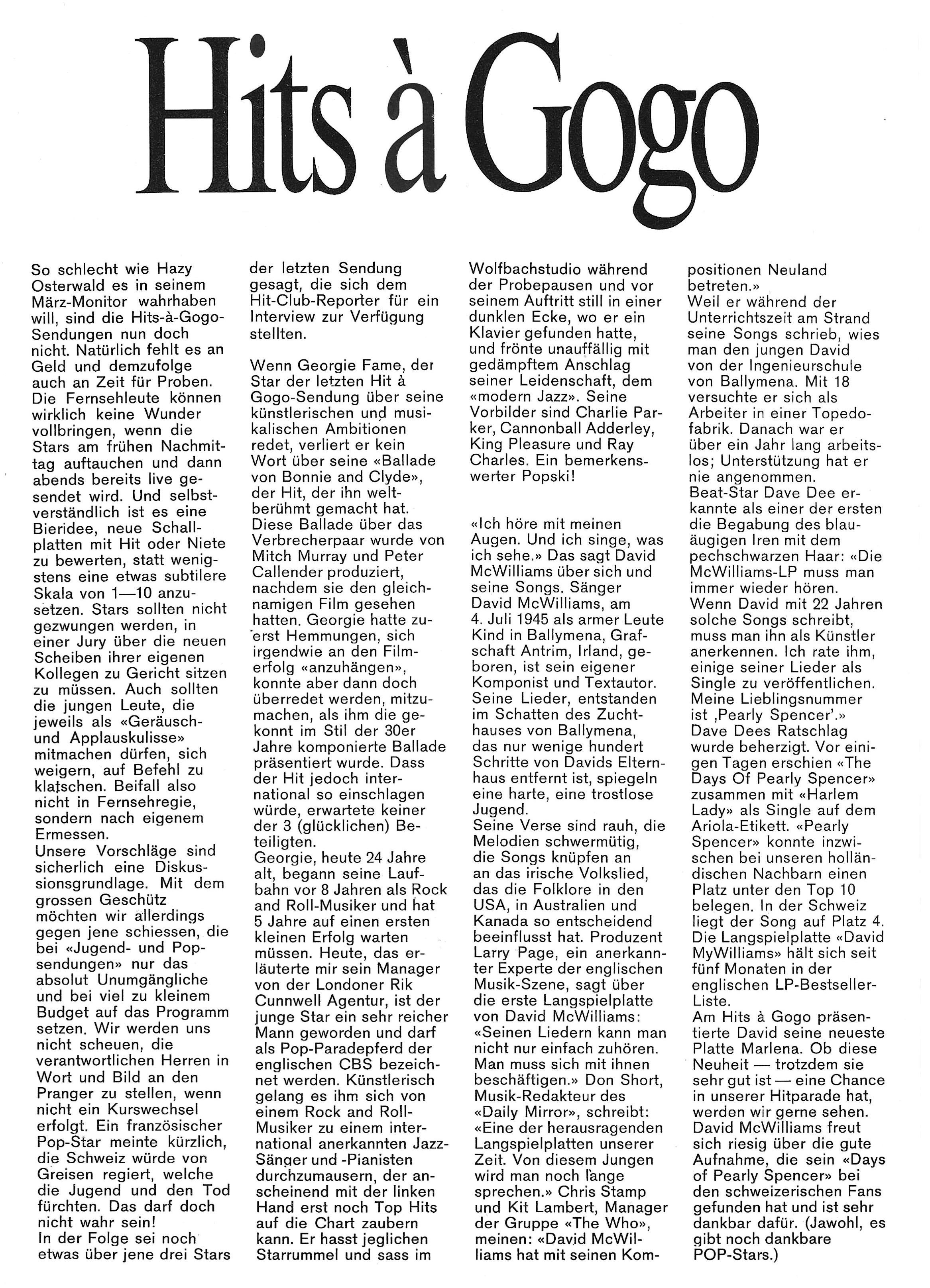  Eric Bachmann Fotoarchiv, Hits à Gogo